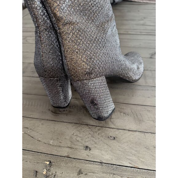 SAINT LAURENT Loulou Babies Metallic Zip Ankle Boots Booties Ciad Silver 38.5 - Picture 8 of 10